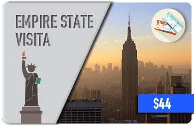 alt="El icónico edificio Empire State de Nueva York, con opción para comprar boletos de acceso al observatorio."